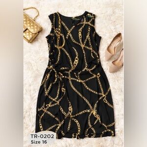 Ralph Lauren Black Dress with Gold Chain Design